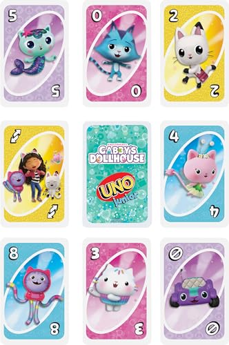UNO Junior Gabby's Dollhouse Card Game – 3-Level Play for Kids Ages 3+