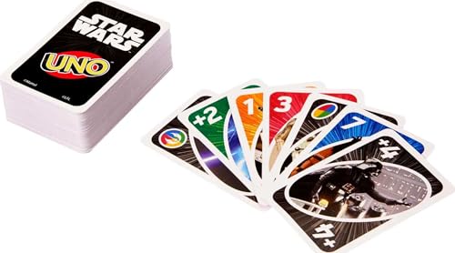 UNO Star Wars Card Game – 112 Cards with The Force Wild Card, Matching Game for Ages 7+