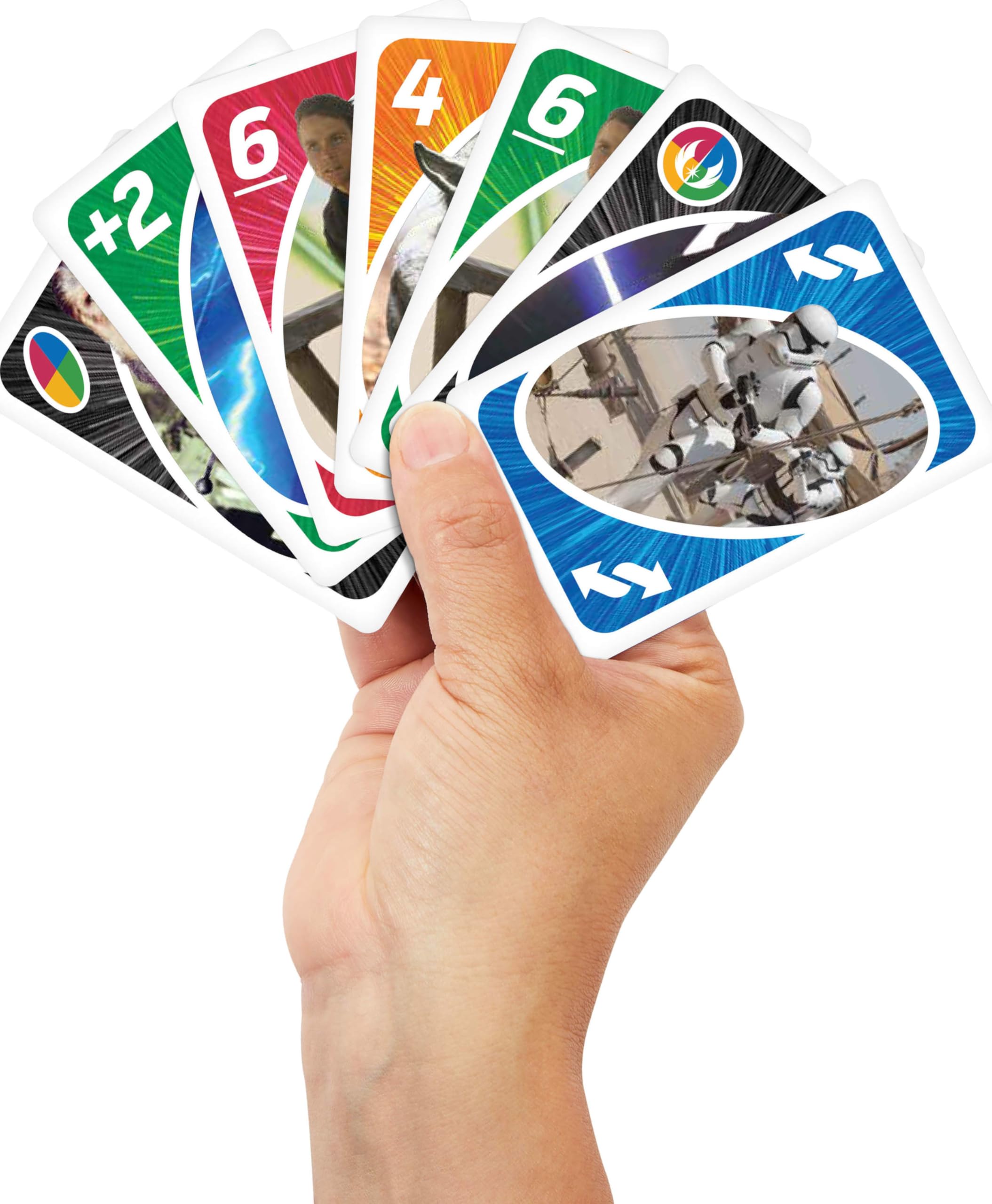 UNO Star Wars Card Game – 112 Cards with The Force Wild Card, Matching Game for Ages 7+