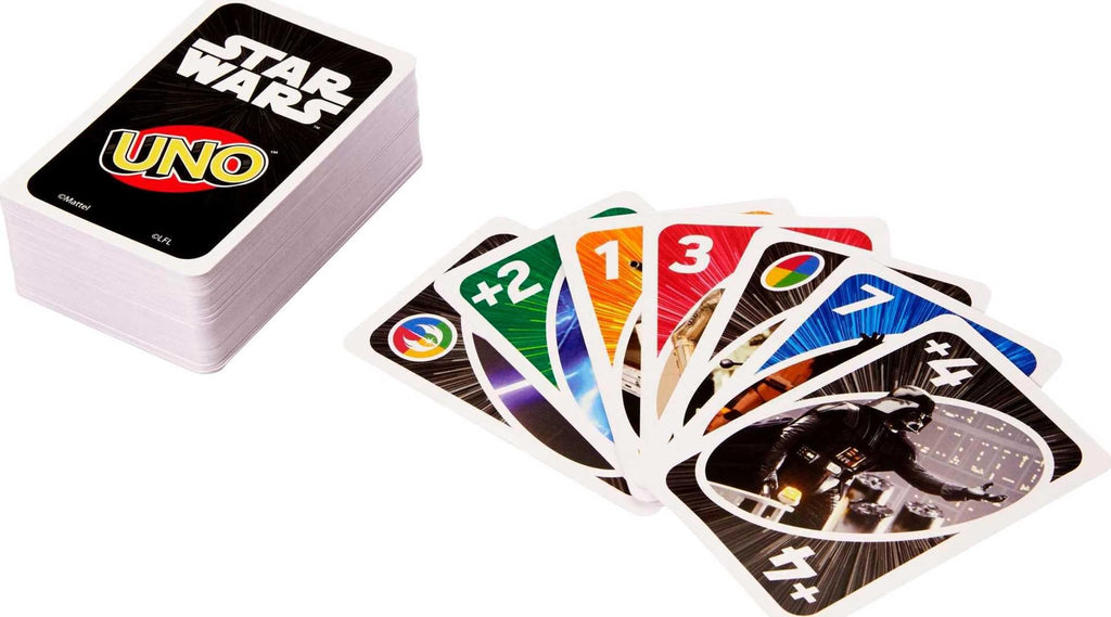 UNO Star Wars Card Game – 112 Cards with The Force Wild Card, Matching Game for Ages 7+