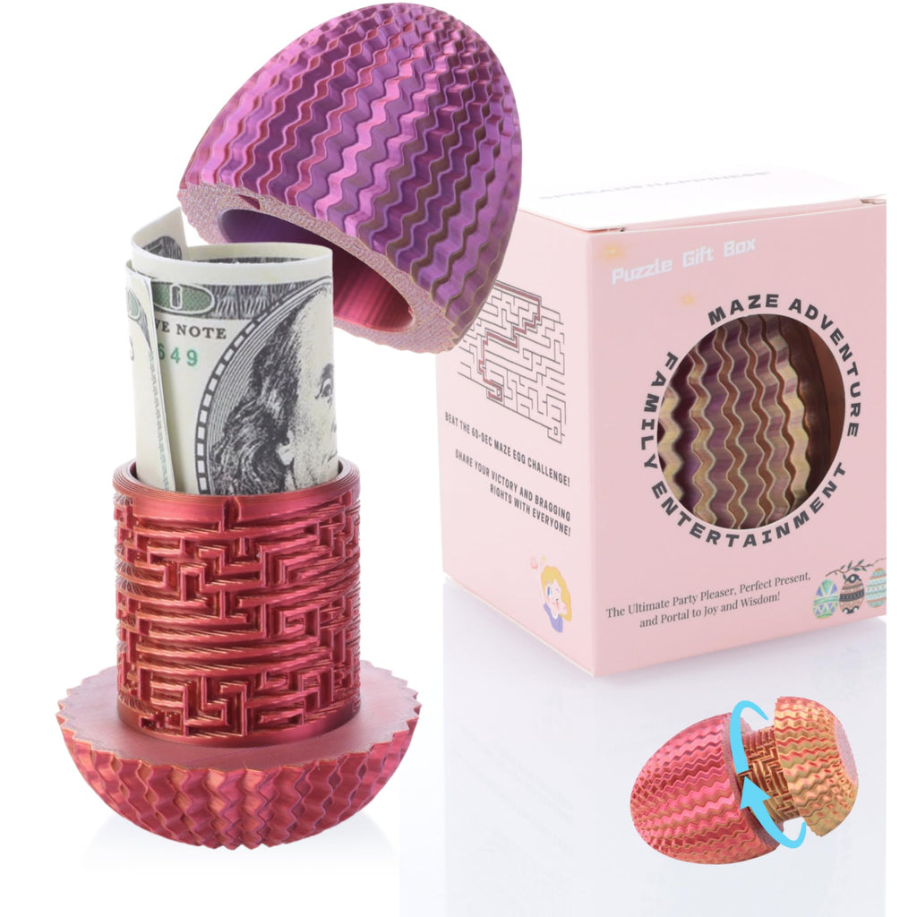 Unorgee Egg Shaped Cash Maze Puzzle Box – 3D Maze Egg with Hidden Compartment for Money & Gift Cards, Reusable Easter Gift for Kids, Teens, Adults