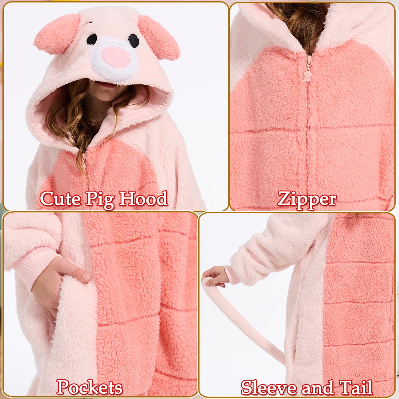 Unpifolov Kids Pig Cosplay Jumpsuit – Unisex Animal Costume for Children & Teenagers