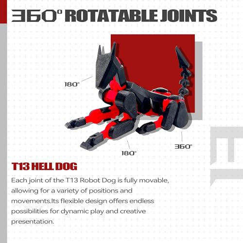 Uodofy T13 3D Action Figure Set - Assembly Completed, Black Red + Dog, Multi-Jointed by Soozafone