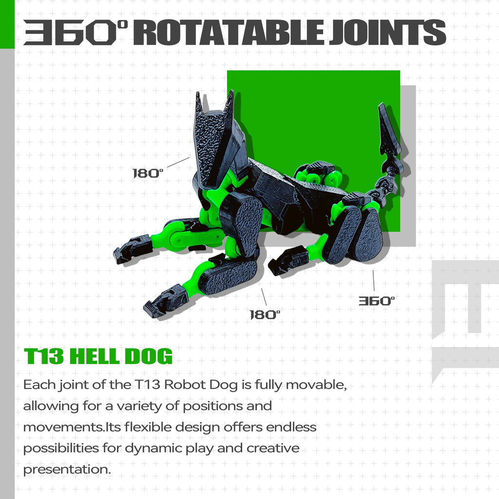 Uodofy T13 3D Action Figure Set – Pre-Assembled Multi-Jointed Robot Toy (Black + Green)