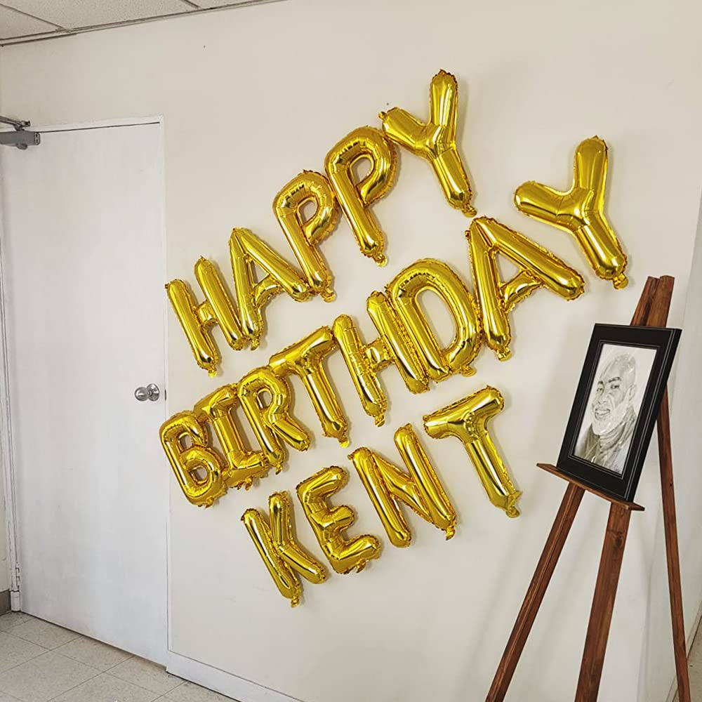 Uorbmaio 52-Piece Gold Letter Balloons A to Z - 16 Inch Foil Alphabet Set for Party Decor