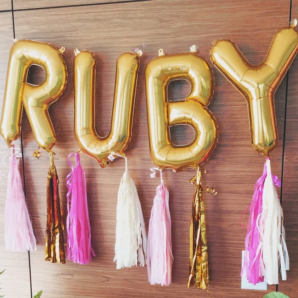 Uorbmaio 52-Piece Gold Letter Balloons A to Z - 16 Inch Foil Alphabet Set for Party Decor