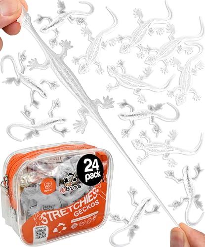 UpBrands 24 Pack Clear Stretchy Lizard Toys – Transparent Party Favors, Pinata Fillers, Reptile Gecko Toys for Kids, Stress Relief