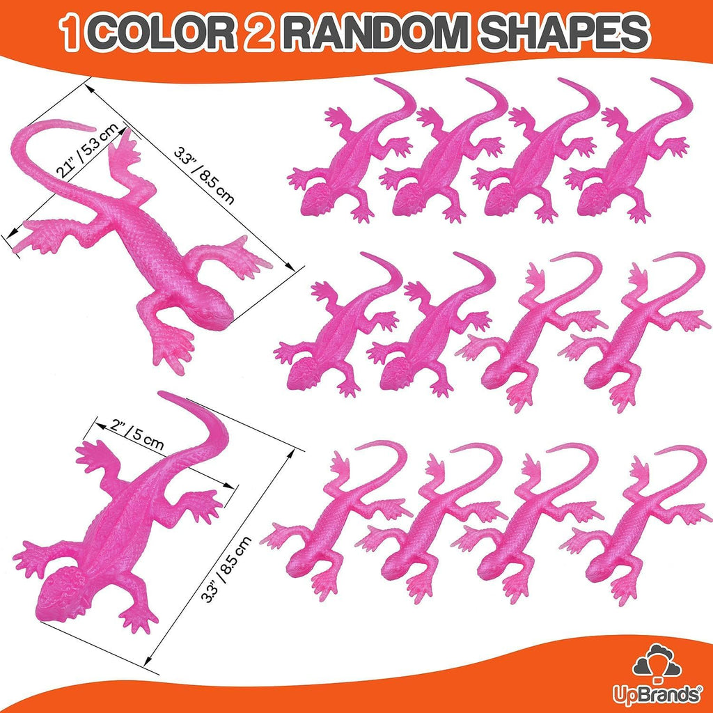 UpBrands 24 Pack Pink Super Stretchy Lizard Toys - Party Favors, Fidget Stress Relief, Non-Toxic Rubber
