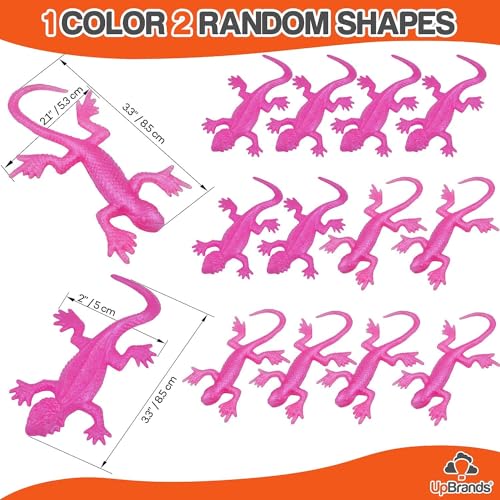 UpBrands 24 Pack Pink Super Stretchy Lizard Toys - Party Favors, Fidget Stress Relief, Non-Toxic Rubber