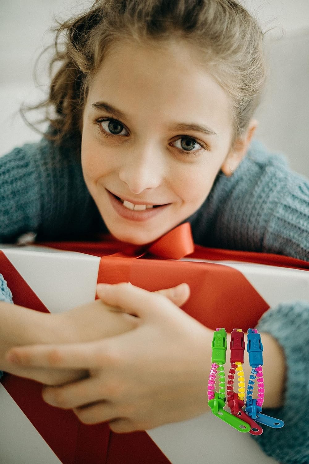 UpBrands 48-Pack Fidget Zipper Bracelets – 7.5" Neon Sensory Party Favors for Kids