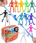 UpBrands 48-Pack Stretchy Skeleton Toys – Halloween Party Favors, Non-Candy Treat Bag Stuffers for Kids