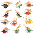 UPINS 24-Piece Mini Dinosaur Figures & Fossil Skeletons Set - Plastic Dino Bones with Storage Box, Educational Gift for Kids
