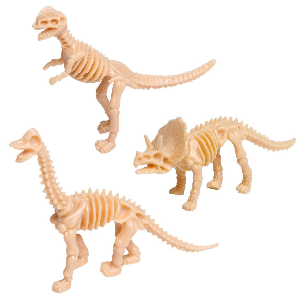 UPINS 30-Pack Dinosaur Skeleton Figures - 3.7 Inch Assorted Plastic Dino Bones for Sand Dig, Party Favors, Educational Play