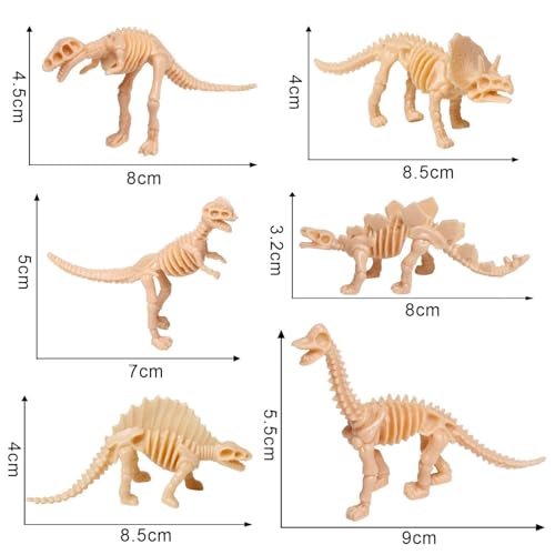 UPINS 30-Pack Dinosaur Skeleton Figures - 3.7 Inch Assorted Plastic Dino Bones for Sand Dig, Party Favors, Educational Play