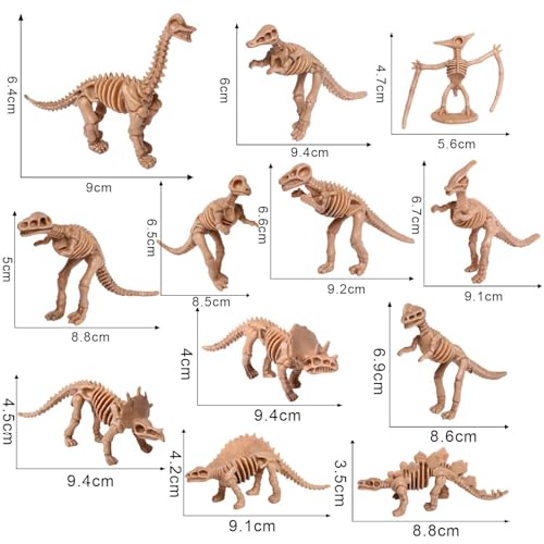 UPINS 30-Pack Dinosaur Skeleton Figures - 3.7 Inch Assorted Plastic Dino Bones for Sand Dig, Party Favors, Educational Play