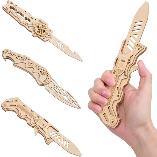 UPLIKE 3-in-1 Wooden Puzzle Knife Set: 134-Piece DIY Mechanical Model for Adults & Teens