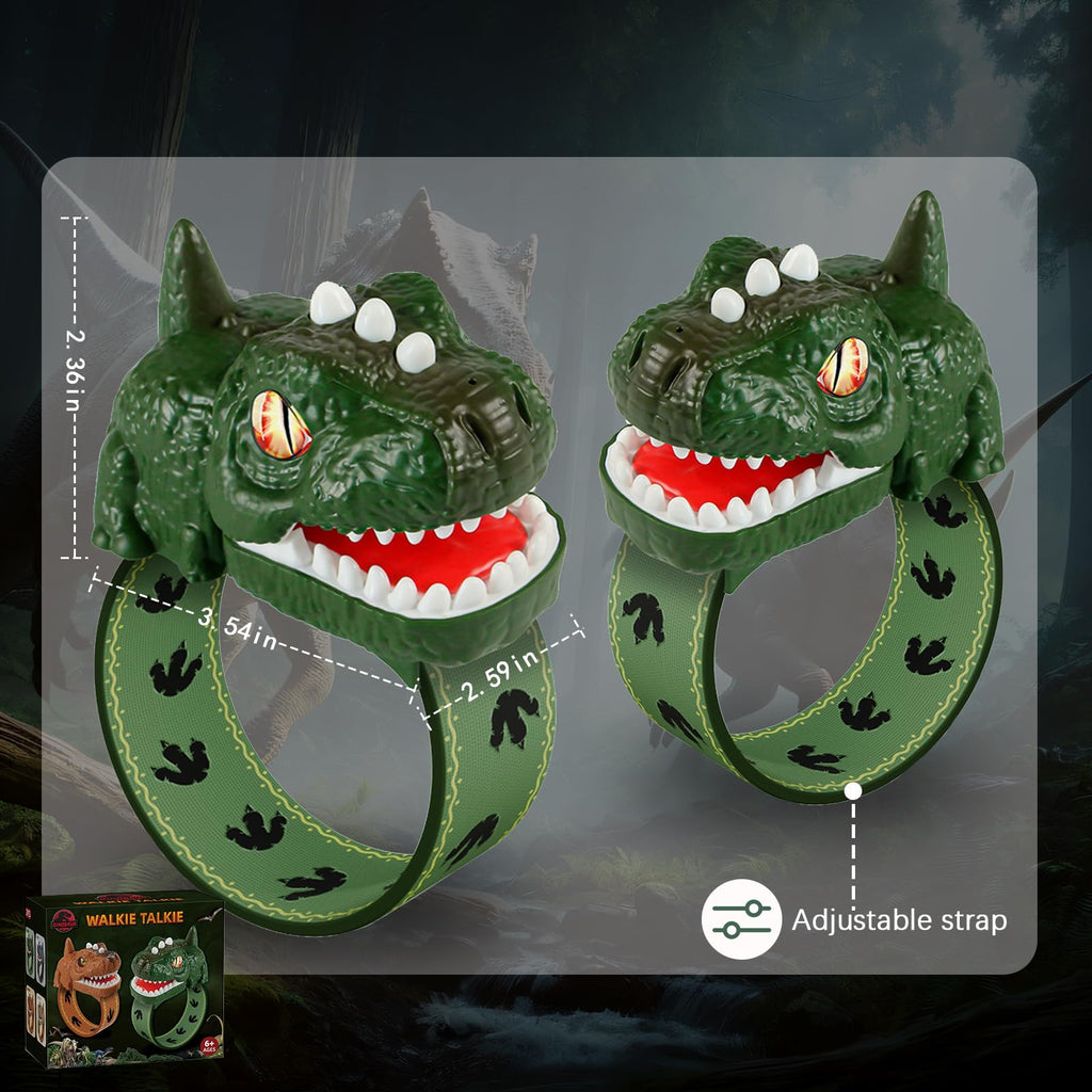 UPSIME Rechargeable Dinosaur Walkie Talkies for Kids – 2 Pack T-Rex Watch Style, 300m Range