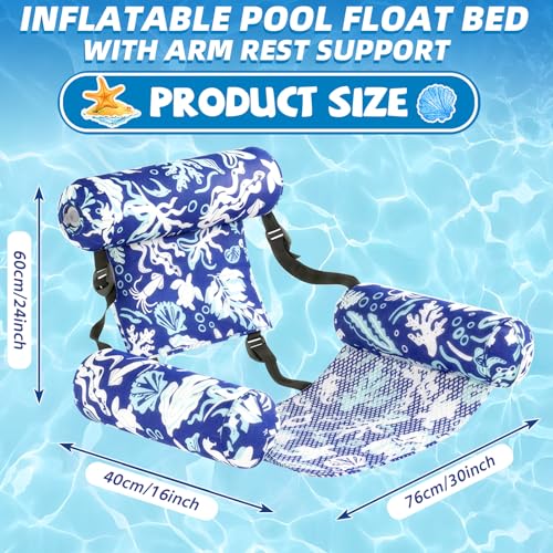 UPWELL Inflatable Pool Float with Backrest and Cup Holders - Large, Deep Marine