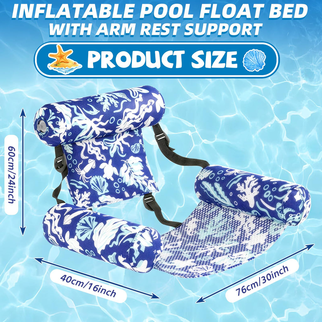 UPWELL Inflatable Pool Float with Backrest and Cup Holders - Large, Deep Marine