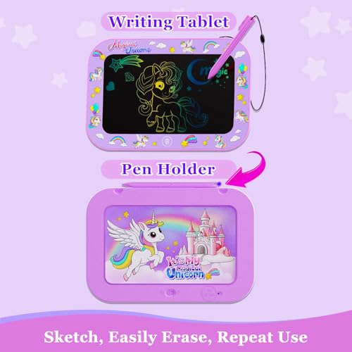 Urcoobela 2-Pack 10-Inch LCD Writing Tablet for Kids - Unicorn Dinosaur Doodle Board, Pink & Purple