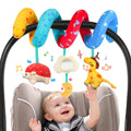 URMYWO Spiral Car Seat Toys for Babies 0-6 Months – Sensory Hanging Stroller Toy with Crinkle Mirror and Rattles
