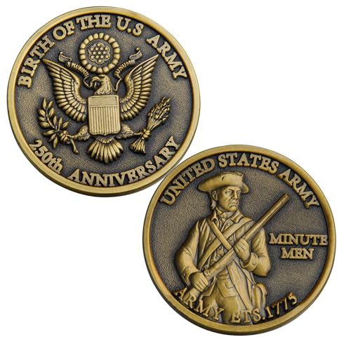 U.S. Army 250th Anniversary Challenge Coin – Gold-Plated Commemorative 1.57" Double-Sided Collectible