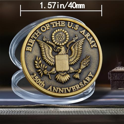 U.S. Army 250th Anniversary Challenge Coin – Gold-Plated Commemorative 1.57" Double-Sided Collectible