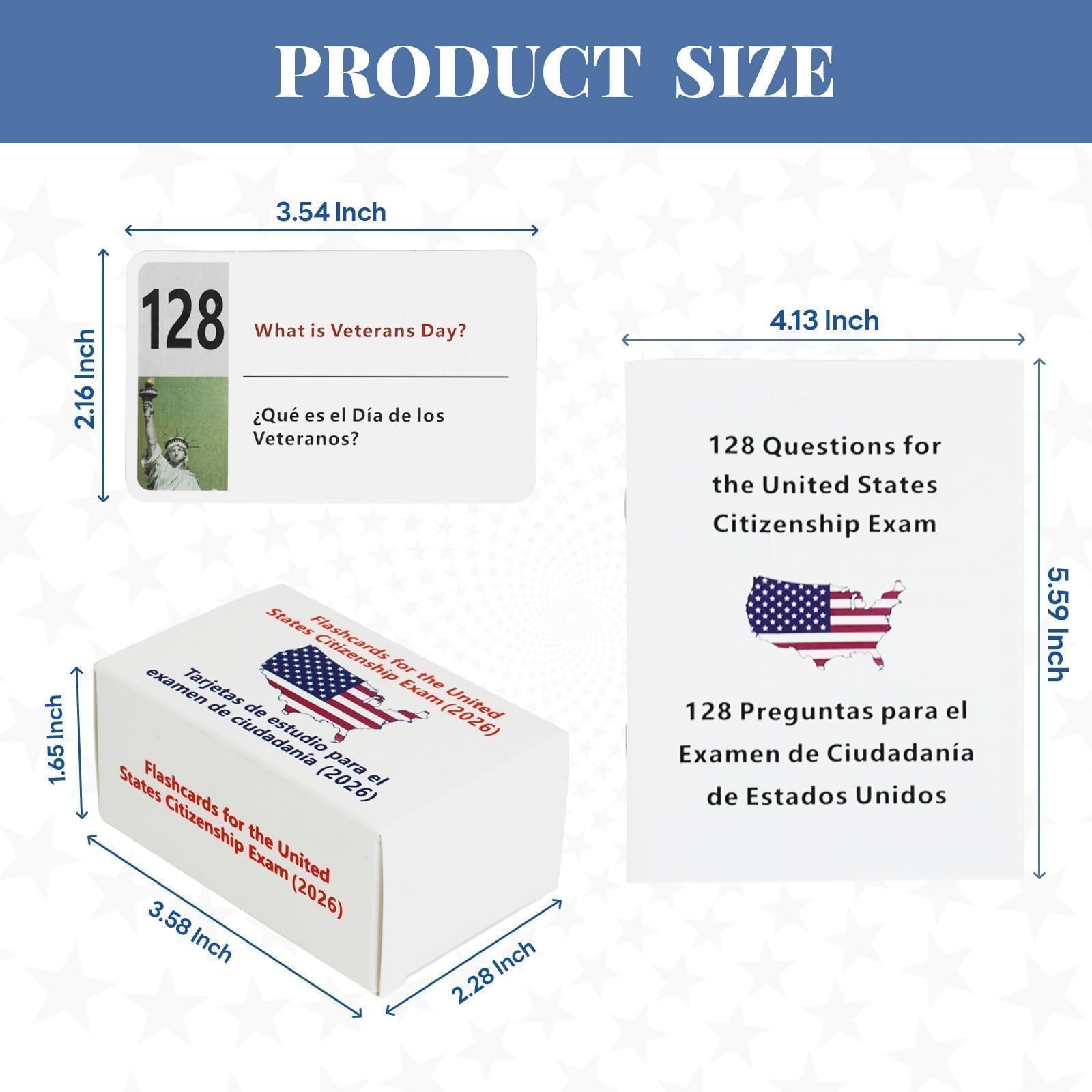 US Citizenship Flash Cards 2026 – 128 Civics Questions Bilingual English & Spanish – Naturalization Test Study Guide