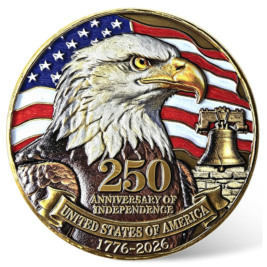 USA 250th Anniversary Challenge Coin – High Relief Bald Eagle & Liberty Bell Commemorative Medal, Patriotic Gift for Veterans and Collectors