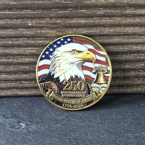 USA 250th Anniversary Challenge Coin – High Relief Bald Eagle & Liberty Bell Commemorative Medal, Patriotic Gift for Veterans and Collectors
