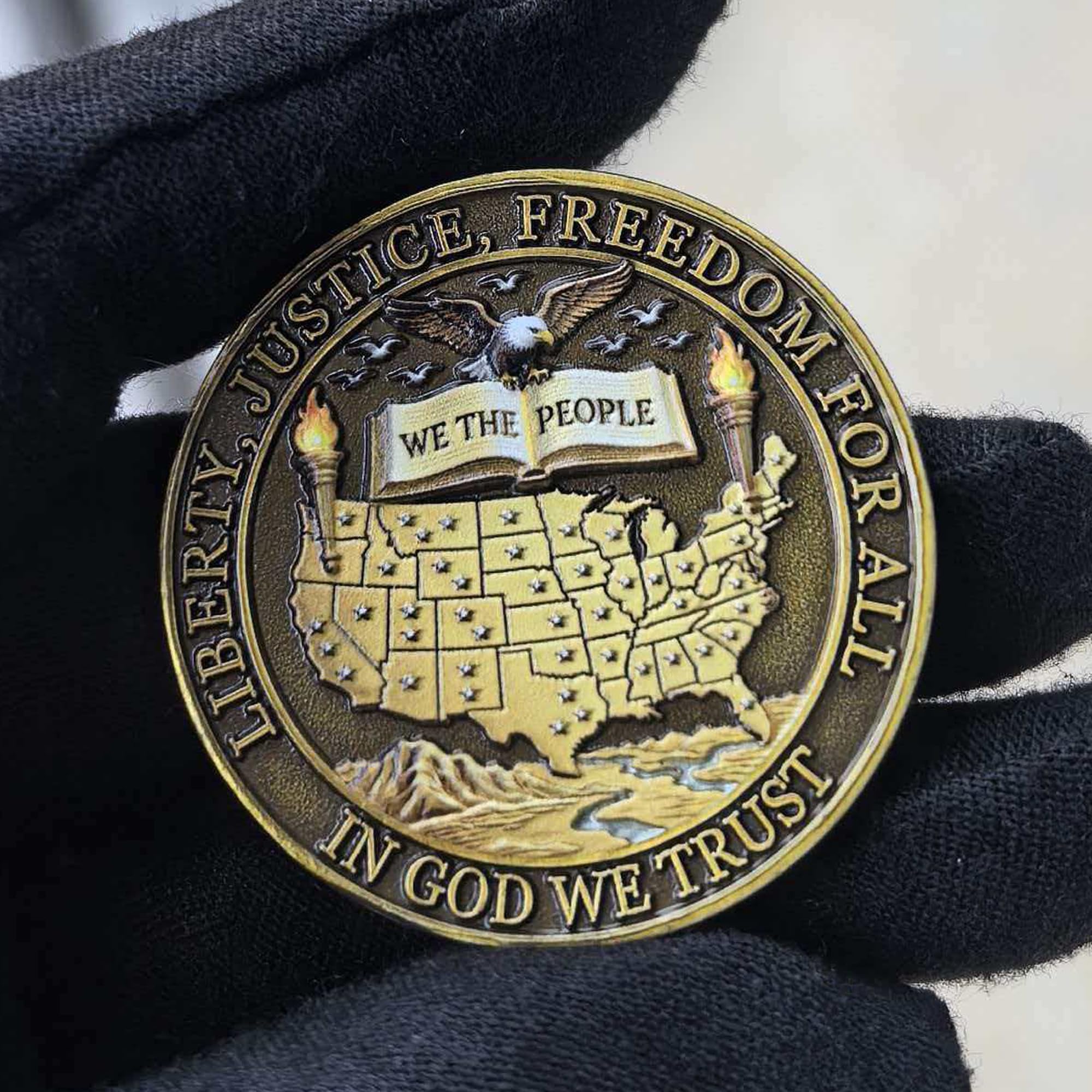 USA 250th Anniversary Challenge Coin – High Relief Bald Eagle & Liberty Bell Commemorative Medal, Patriotic Gift for Veterans and Collectors