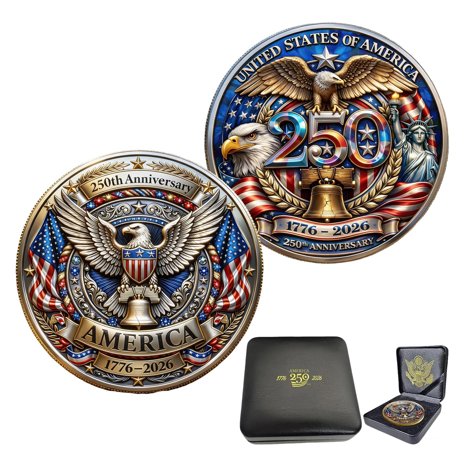 USA 250th Anniversary Challenge Coin – Patriotic Eagle Design Commemorative Collectible