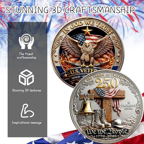 USA 250th Anniversary Challenge Coin – Patriotic Eagle Design Commemorative Collectible