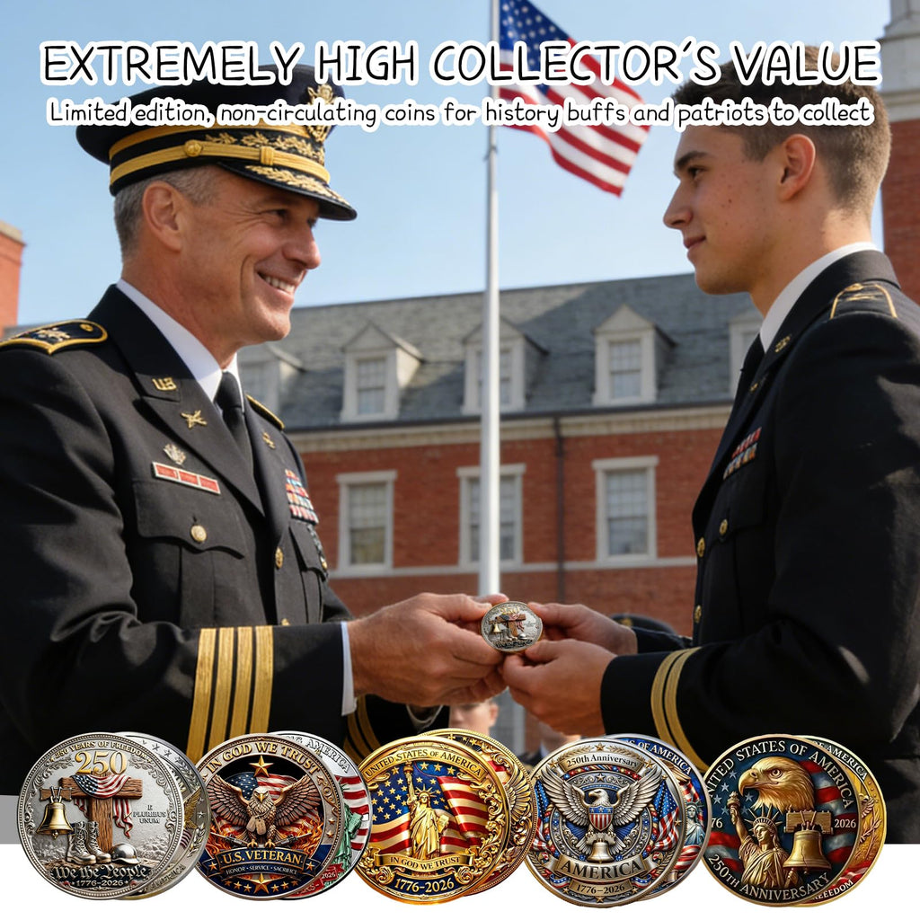 USA 250th Anniversary Challenge Coin – Patriotic Eagle Design Commemorative Collectible
