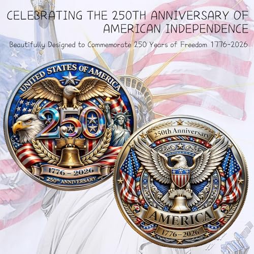 USA 250th Anniversary Challenge Coin – Patriotic Eagle Design Commemorative Collectible