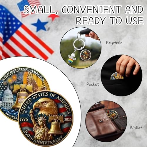 USA 250th Anniversary Commemorative Challenge Coin – Patriotic Eagle Design, 1776-2026