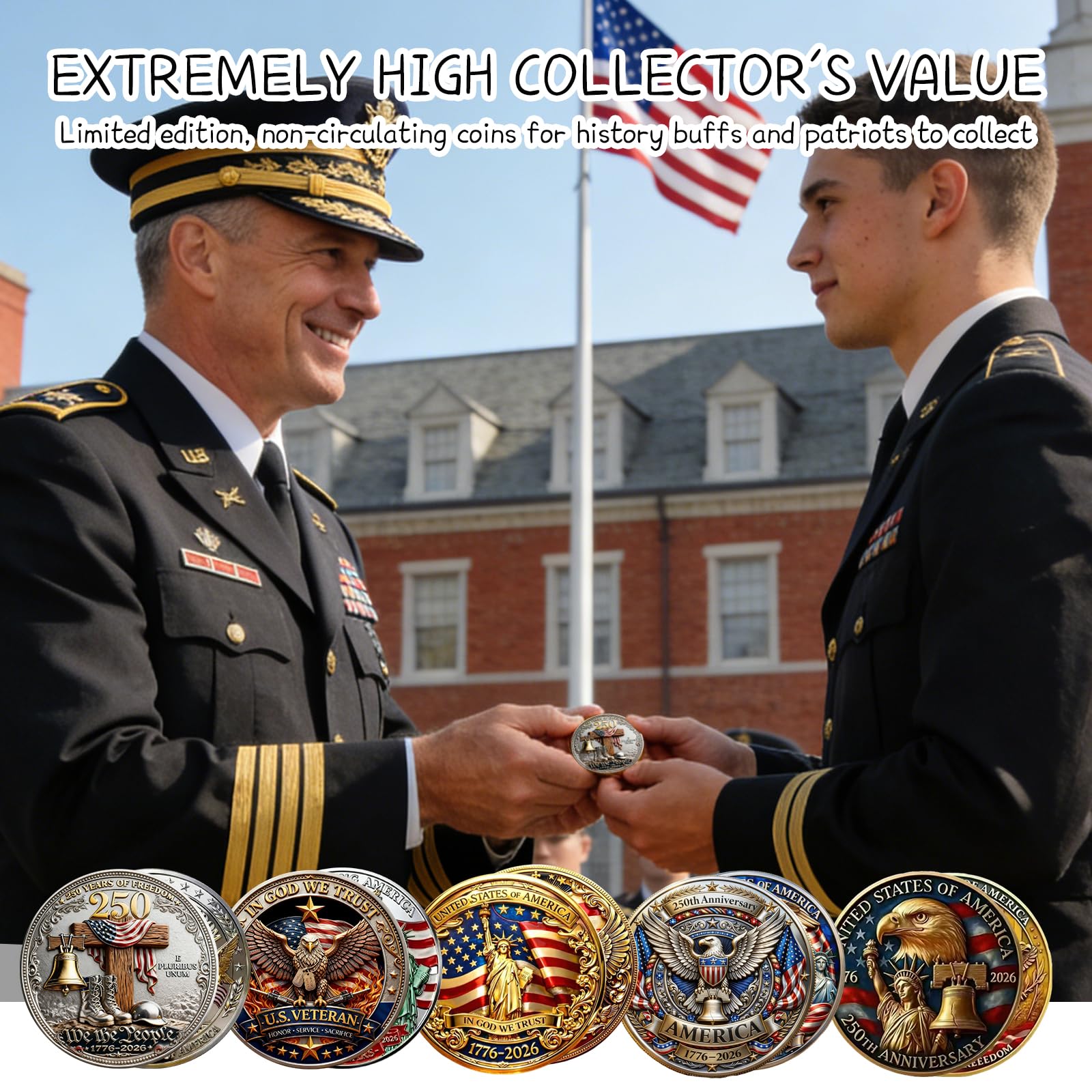 USA 250th Anniversary Commemorative Challenge Coin – Patriotic Eagle Design, 1776-2026