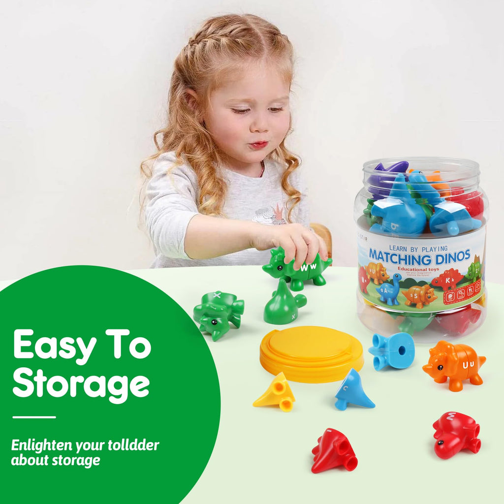 USATDD Matching Letters Dinosaur Toy – Double-Sided ABC Alphabet Game for Toddlers