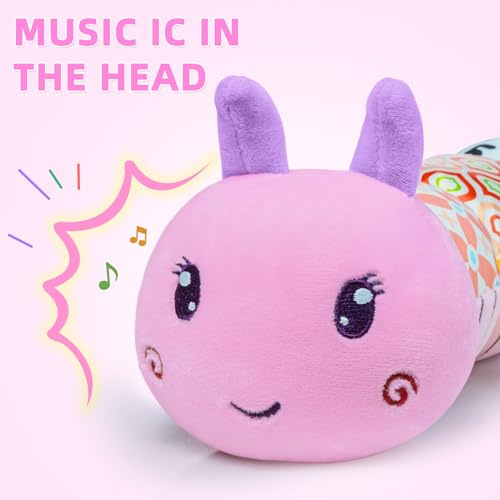 Ussybaby 5-in-1 Sensory Caterpillar Toy - Musical, Crinkle, Rattle & Plush for Newborns (0-12 Months), Pink