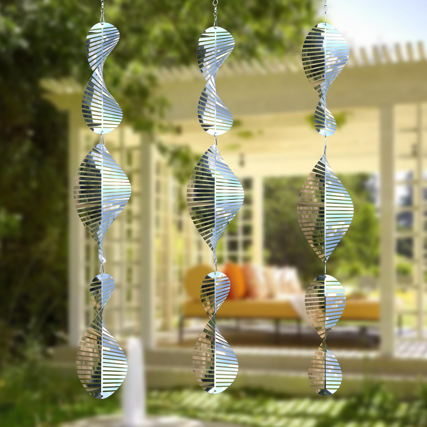 UTFFEDY 304 Stainless Steel Bird Scarer Wind Spinners - 3D Reflective Discs Set