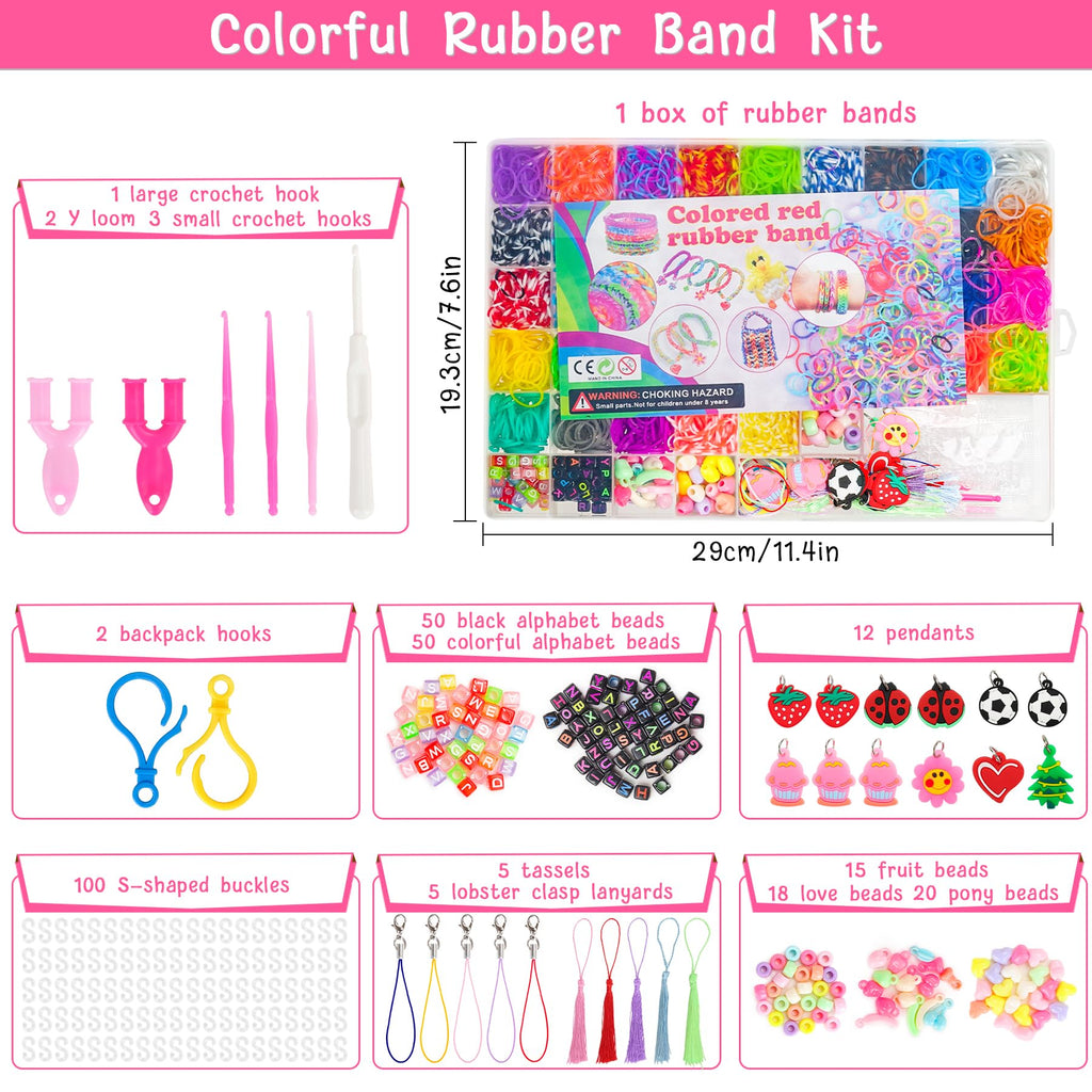 UUEMB 6000+ Rubber Band Bracelet Kit – DIY Loom Craft Set with Storage Box, Beads & Charms for Kids