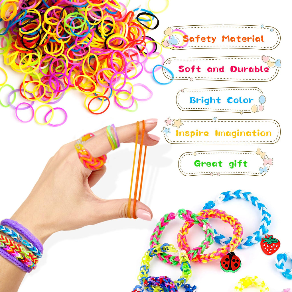UUEMB 6000+ Rubber Band Bracelet Kit – DIY Loom Craft Set with Storage Box, Beads & Charms for Kids