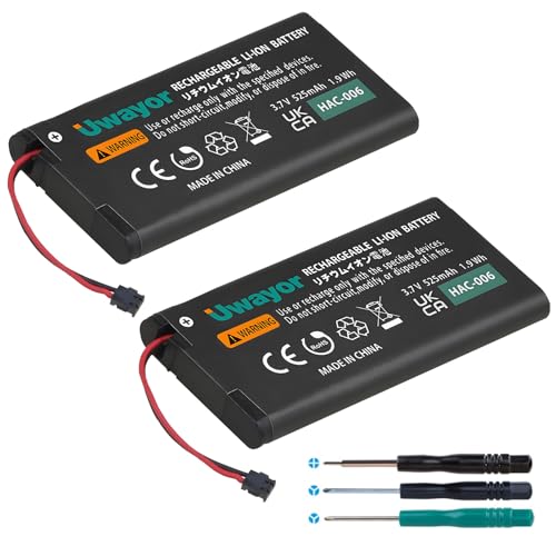 Uwayor 2-Pack HAC-006 Battery for Nintendo Switch Joy-Con Controller – 525mAh Replacement with Tool Kit