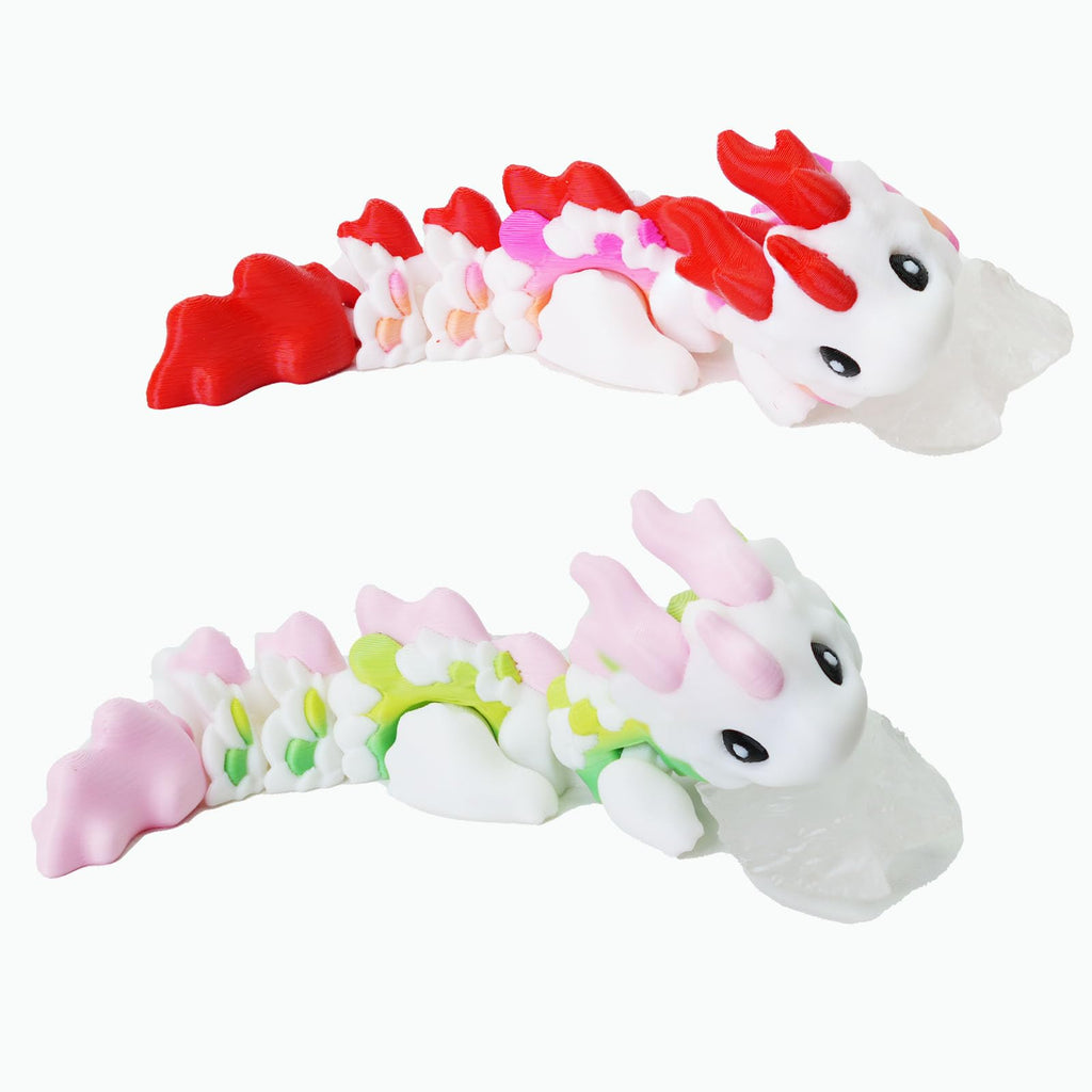 UXBSTM 6" Articulated 3D Printed Dragon Fidget Toy in Blossom Pink or Rose Red – PLA Desk Decor for Fantasy Fans