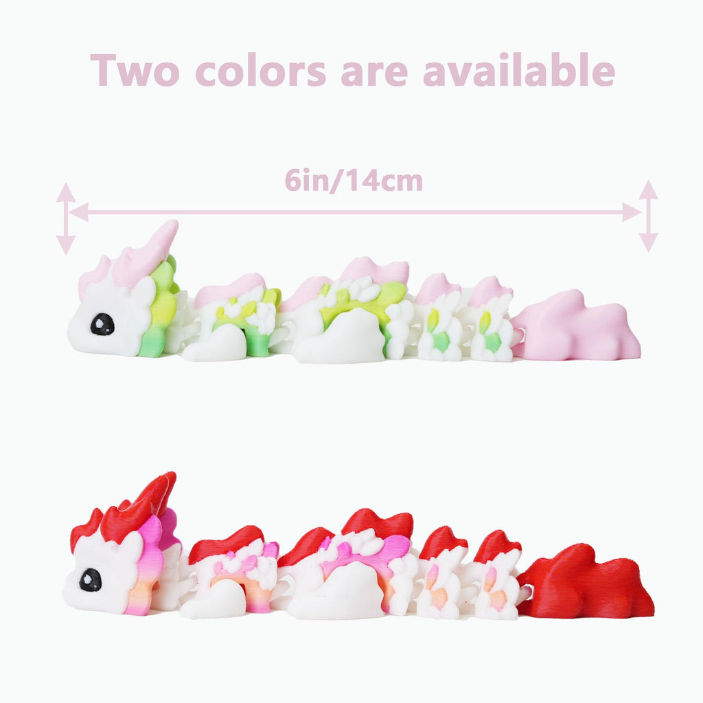 UXBSTM 6" Articulated 3D Printed Dragon Fidget Toy in Blossom Pink or Rose Red – PLA Desk Decor for Fantasy Fans