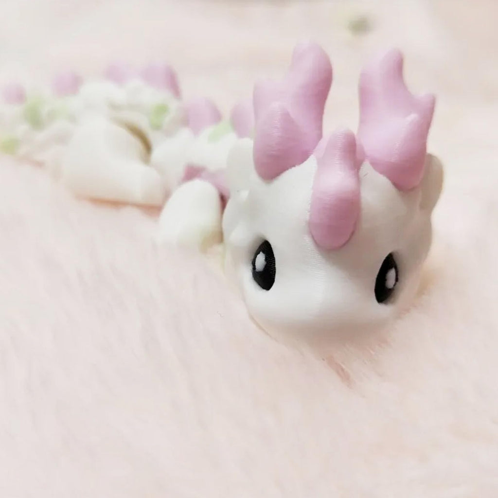 UXBSTM 6" Articulated 3D Printed Dragon Fidget Toy in Blossom Pink or Rose Red – PLA Desk Decor for Fantasy Fans