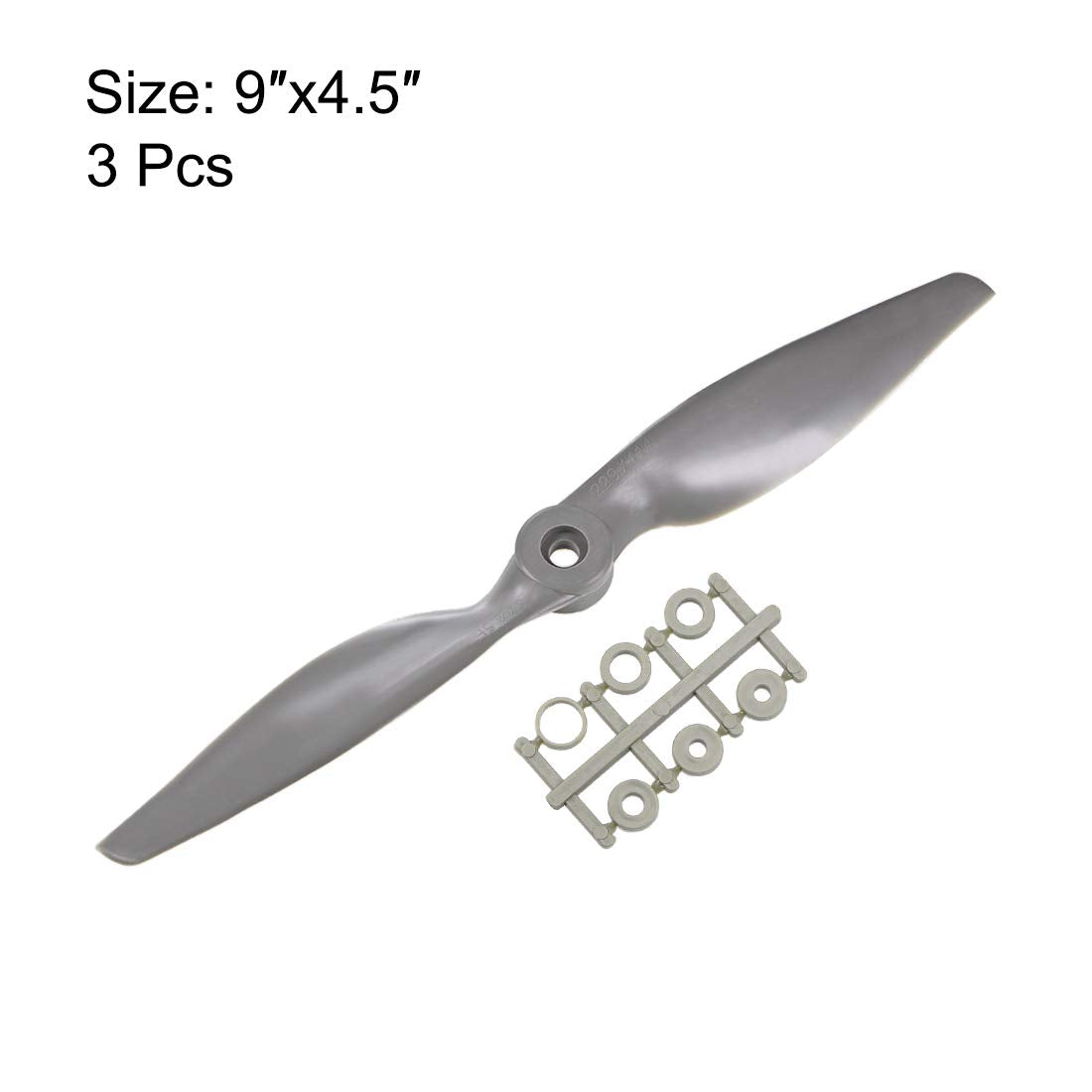 uxcell 9x4.5 Inch CW Propellers for RC Airplanes - 3 Pack with Adapter Rings