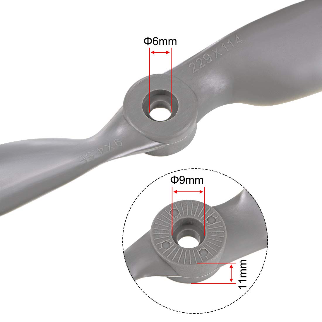 uxcell 9x4.5 Inch CW Propellers for RC Airplanes - 3 Pack with Adapter Rings
