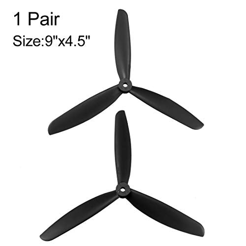 uxcell 9x4.5 Inch RC Propeller Set (CW/CCW) - 3-Blade Nylon with Adapter Rings for Multi-Rotor Aircraft