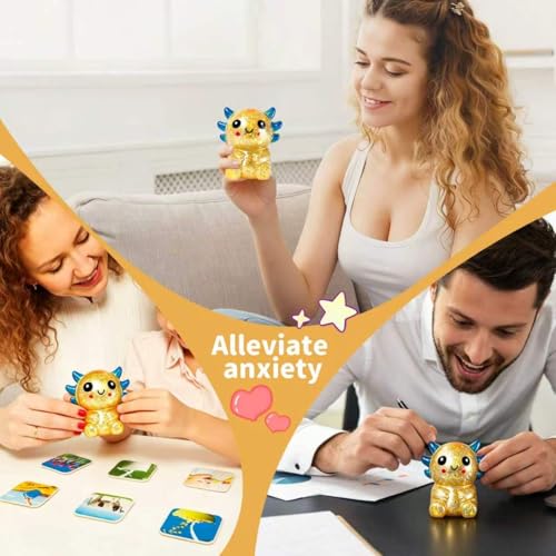 UXEWOIZ Orange Axolotl Stress Ball – Soft Squeeze Toy for Hand Fidgeting and Relaxation
